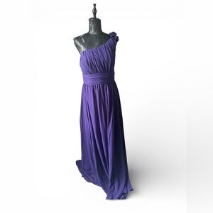 Mori Lee One Shoulder Purple Chiffon Formal Gown Size 16